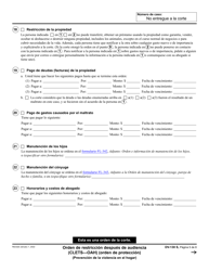 Formulario DV-130 Orden De Restriccion Despues De Audiencia (Orden De Proteccion) - California (Spanish), Page 5