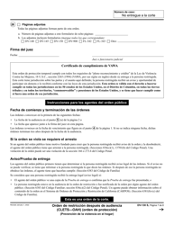 Formulario DV-130 Orden De Restriccion Despues De Audiencia (Orden De Proteccion) - California (Spanish), Page 7