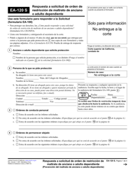 Document preview: Formulario EA-120 Respuesta a Solicitud De Orden De Restriccion De Maltrato De Anciano O Adulto Dependiente - California (Spanish)