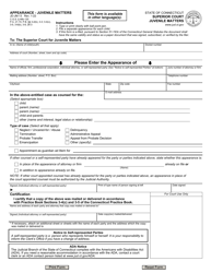 Document preview: Form JD-JM-13 Appearance - Juvenile Matters - Connecticut
