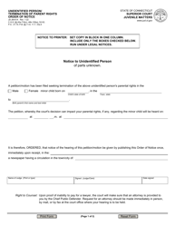 Document preview: Form JD-JM-61A Unidentified Person/Termination of Parent Rights Order of Notice - Connecticut