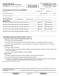 Document preview: Form JD-JM-98 Petition: Neglected, Uncared-For, Abused Child/Youth - Connecticut