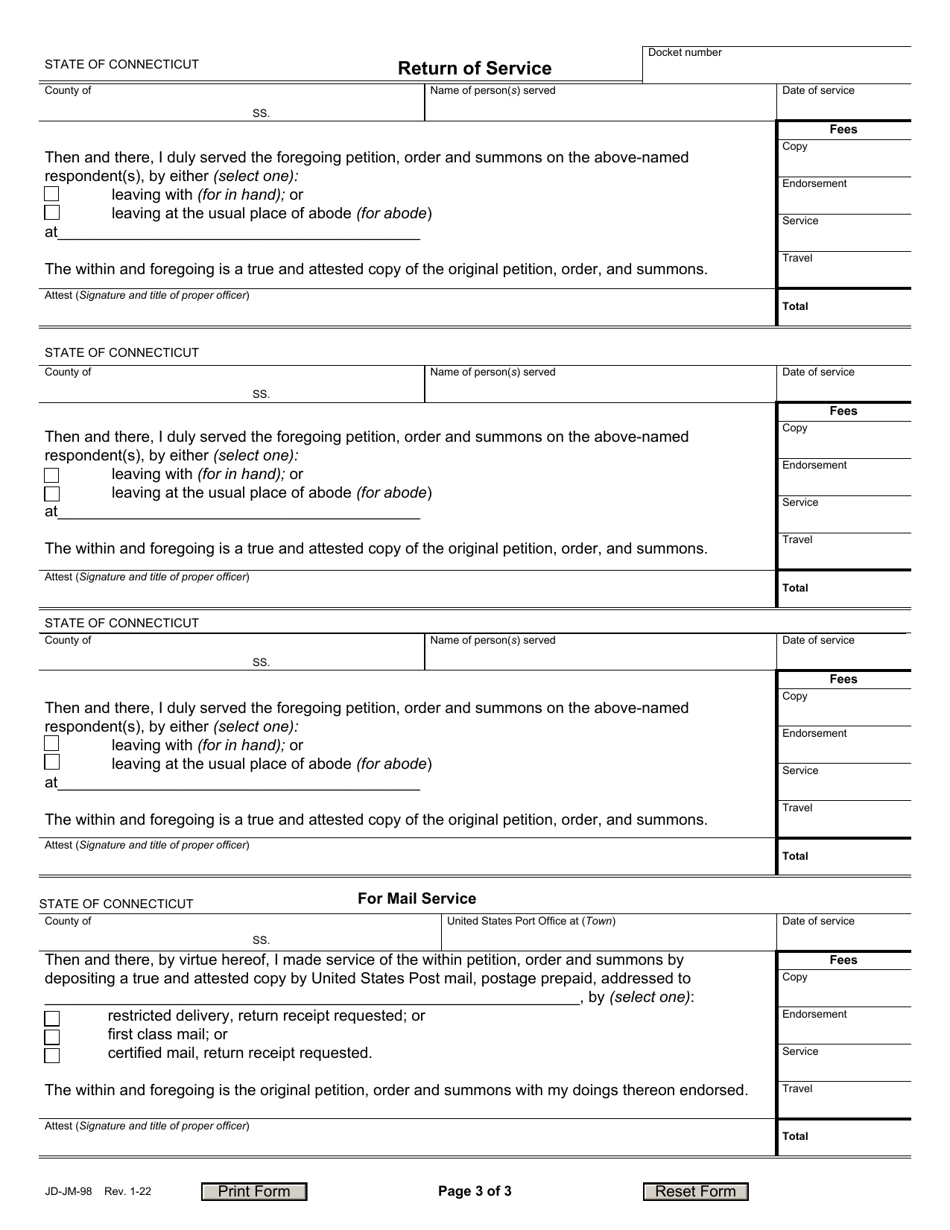 Form JD-JM-98 Petition: Neglected, Uncared-For, Abused Child / Youth - Connecticut, Page 3