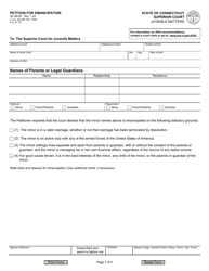 Document preview: Form JD-JM-90 Petition for Emancipation - Connecticut