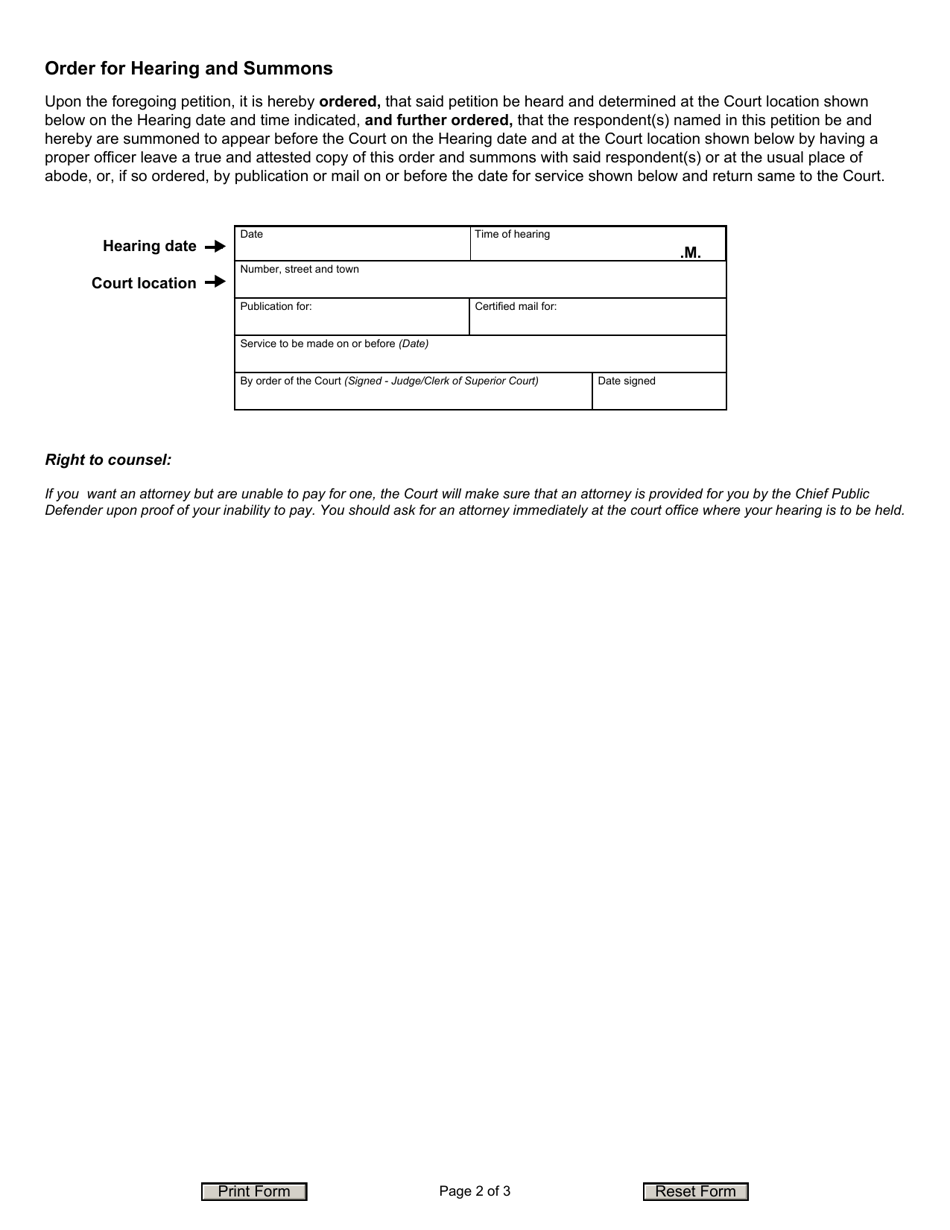 Form JD-JM-90 Petition for Emancipation - Connecticut, Page 2