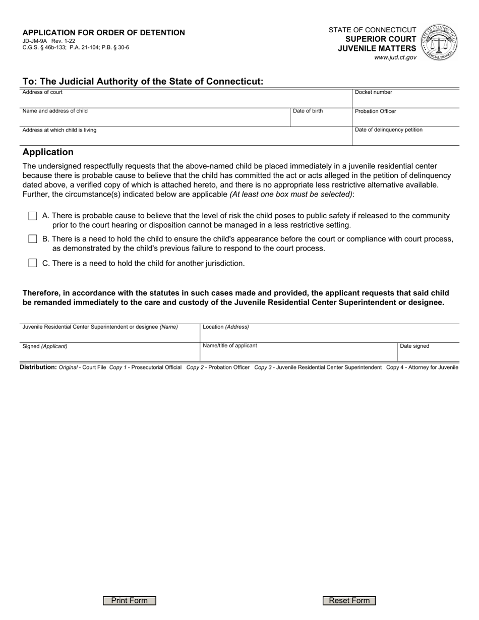 Form JDJM9A Download Fillable PDF or Fill Online Application for