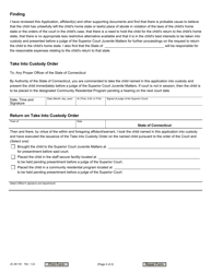 Form JD-JM-193 Interstate Compact for Juveniles Take Into Custody Application and Order Non-delinquent Runaway - Connecticut, Page 2