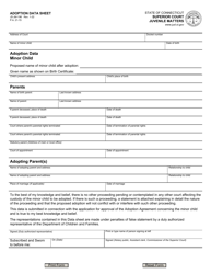 Document preview: Form JD-JM-196 Adoption Data Sheet - Connecticut