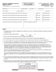 Document preview: Form JD-JM-58A Notice of Temporary Custody/Order to Appear - Connecticut