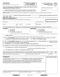 Document preview: Form JD-CL-12 Appearance - Connecticut