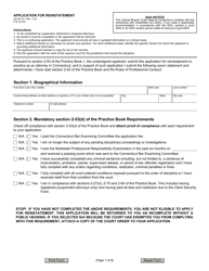 Document preview: Form JD-GC-23 Application for Reinstatement - Connecticut