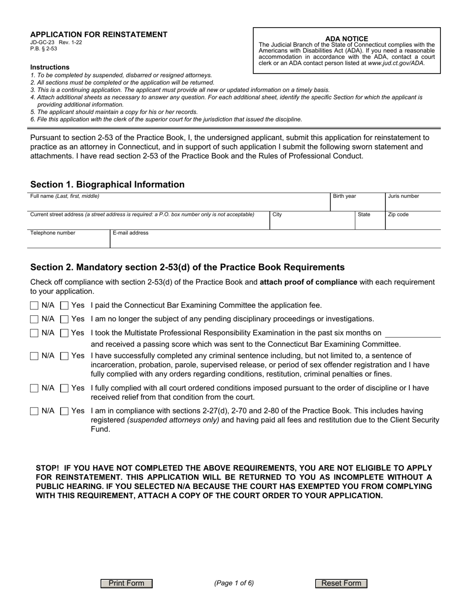 Form Jd Gc 23 Fill Out Sign Online And Download Fillable Pdf Connecticut Templateroller 5385