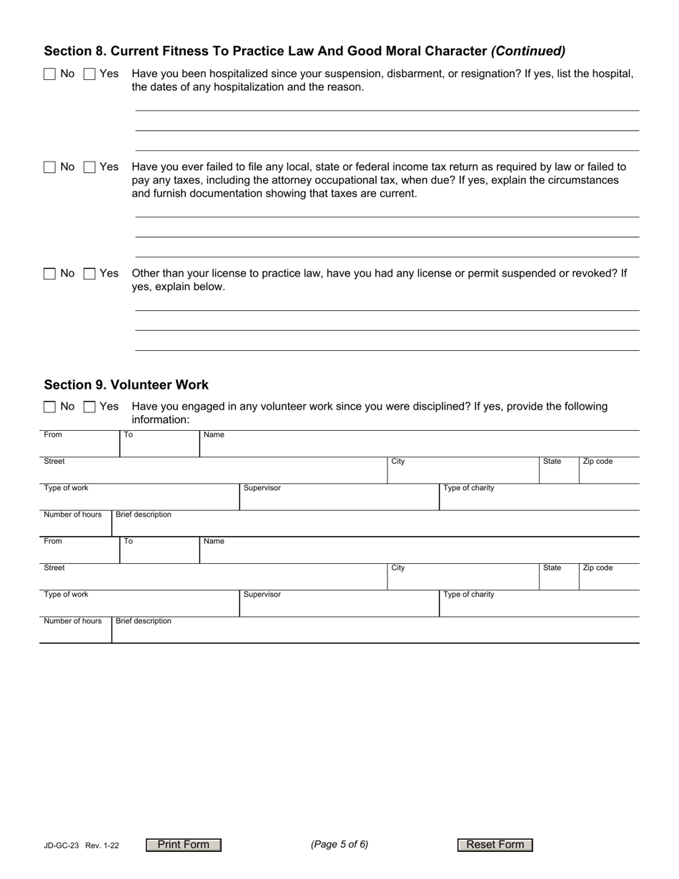 Form JD-GC-23 Application for Reinstatement - Connecticut, Page 5