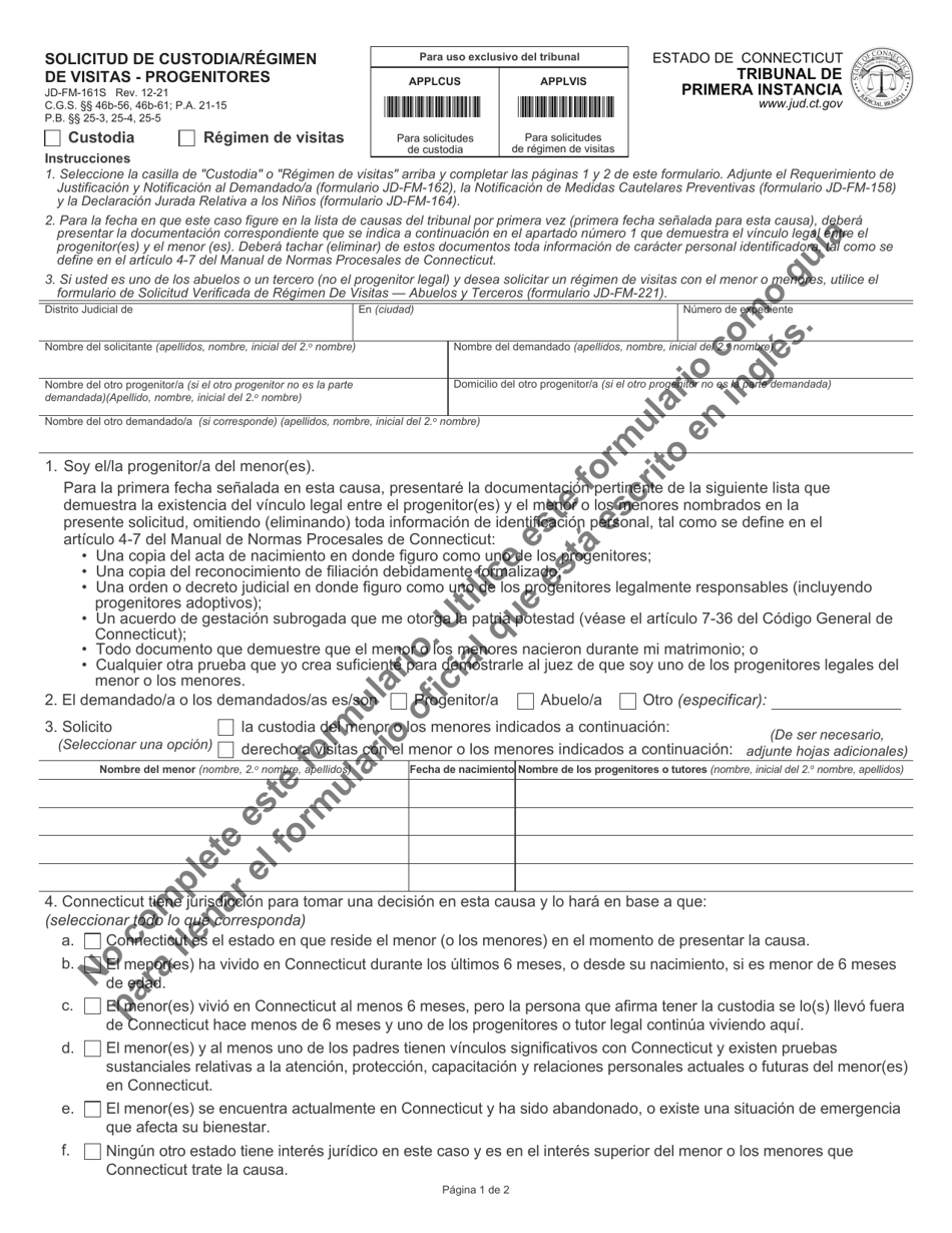 Formulario Jd Fm 161s Fill Out Sign Online And Download Printable Pdf Connecticut Spanish 1328