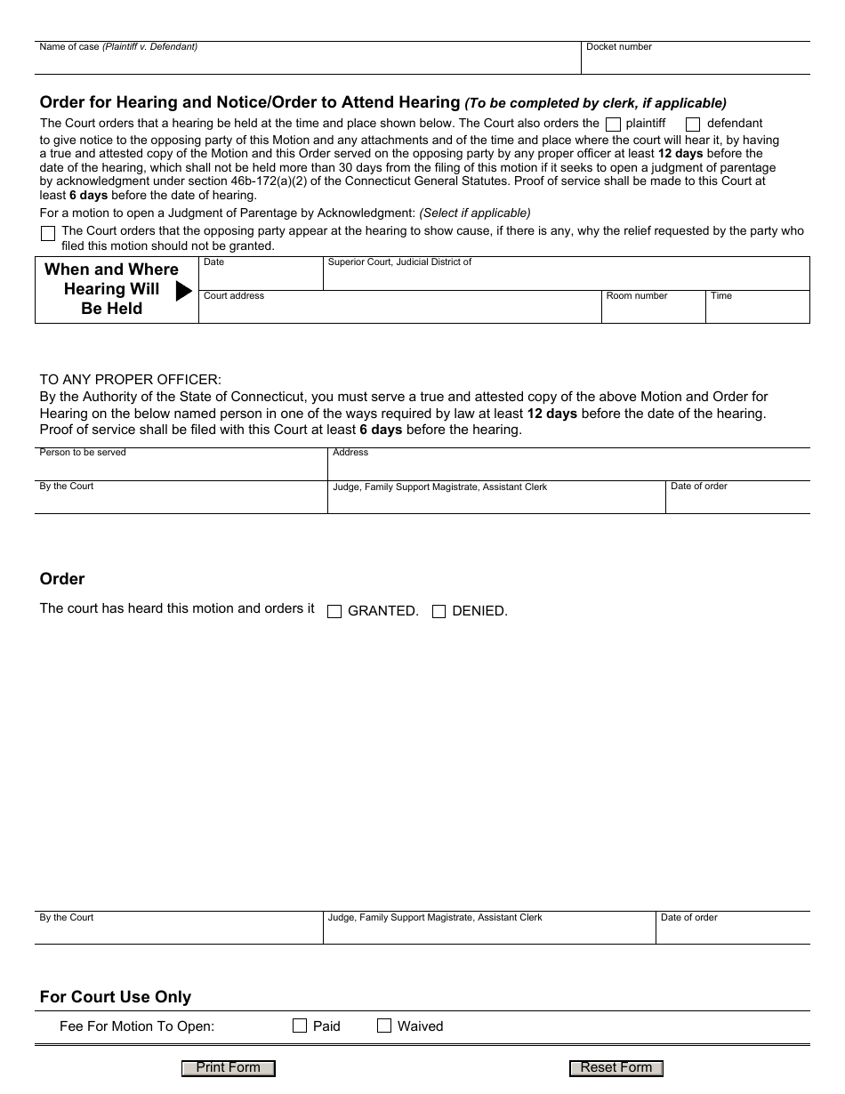 Form JD-FM-206 Motion to Open Judgment (Family Matters) - Connecticut, Page 2