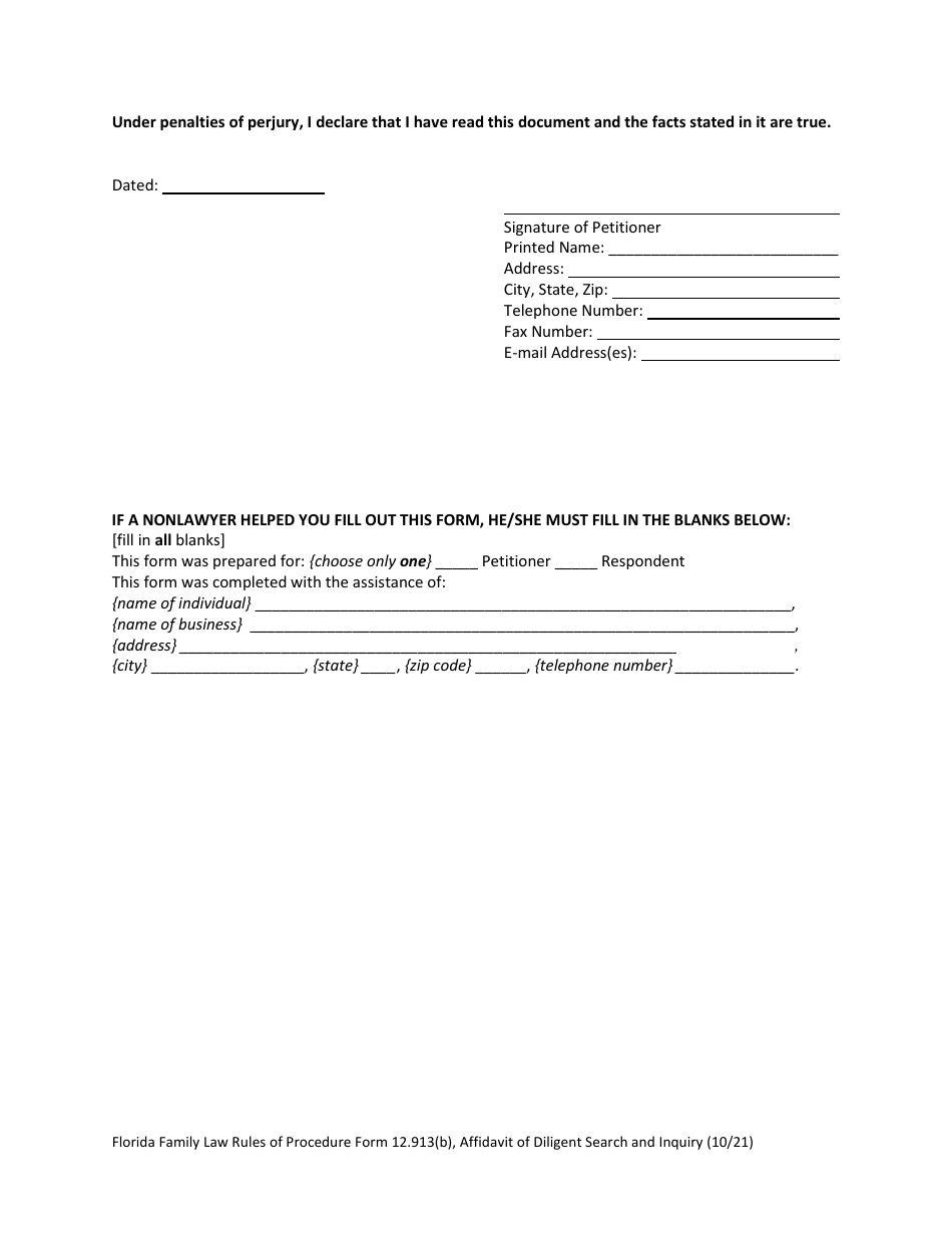Form 12.913(B) Affidavit of Diligent Search and Inquiry - Florida, Page 5