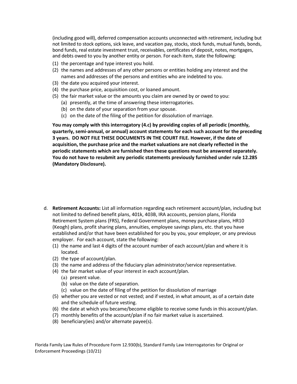 Form 12.930(B) Standard Family Law Interrogatories for Original or Enforcement Proceedings - Florida, Page 7
