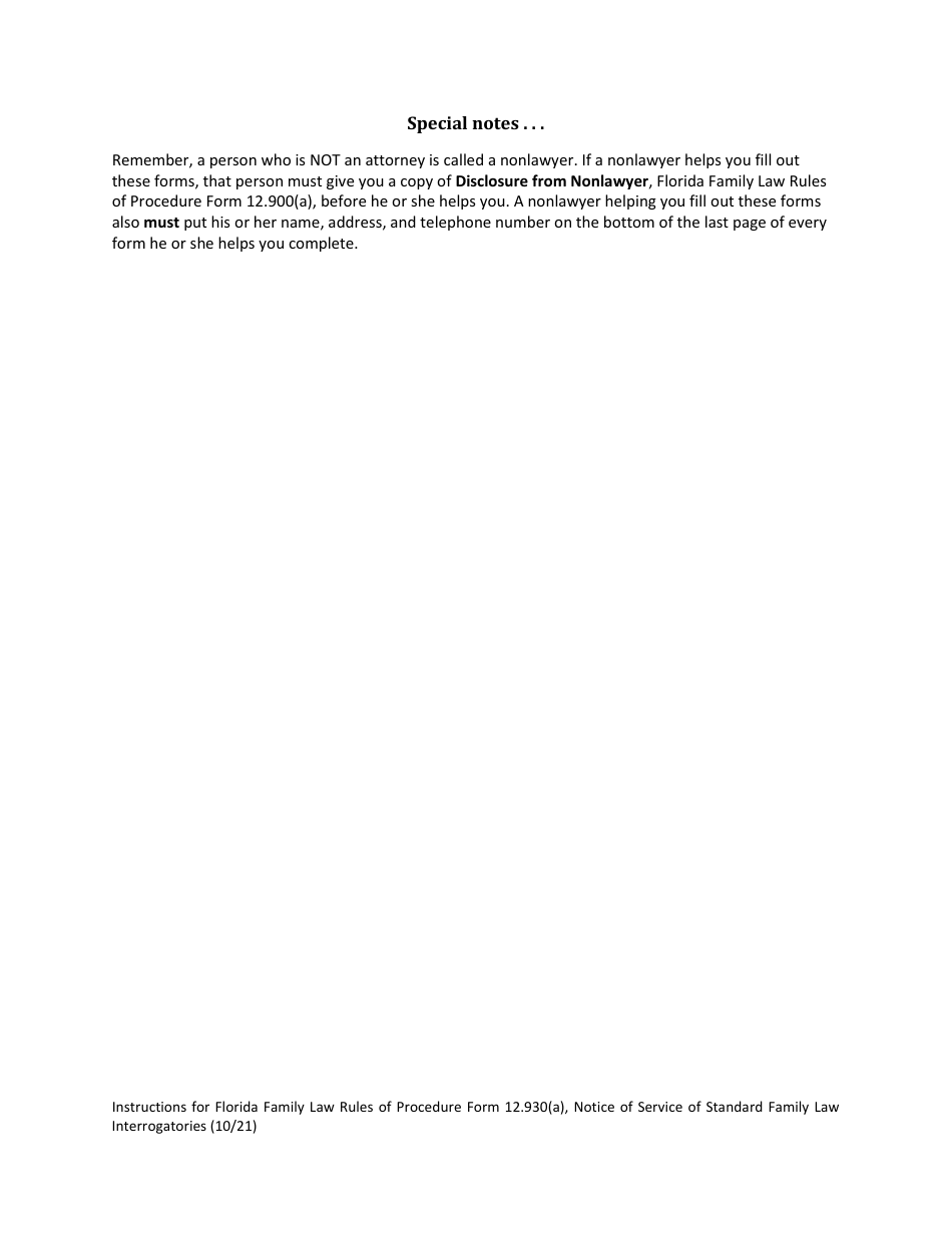Form 12.930(A) Notice of Service of Standard Family Law Interrogatories - Florida, Page 3