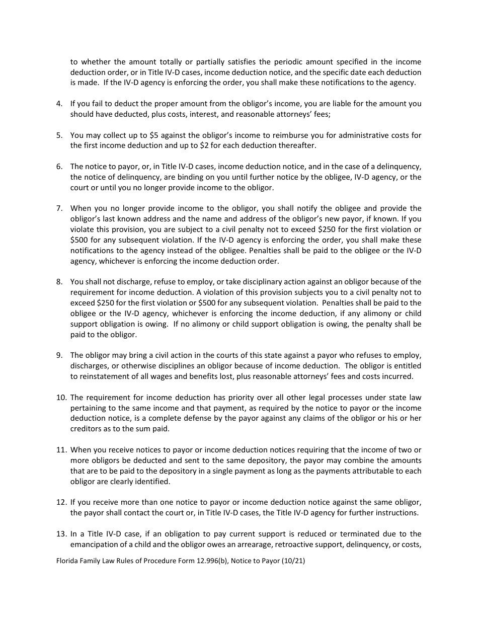 Form 12.996(B) Notice to Payor - Florida, Page 4