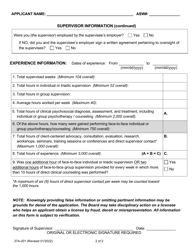 Form 37A-201 Clinical Social Worker in-State Experience Verification - California, Page 2