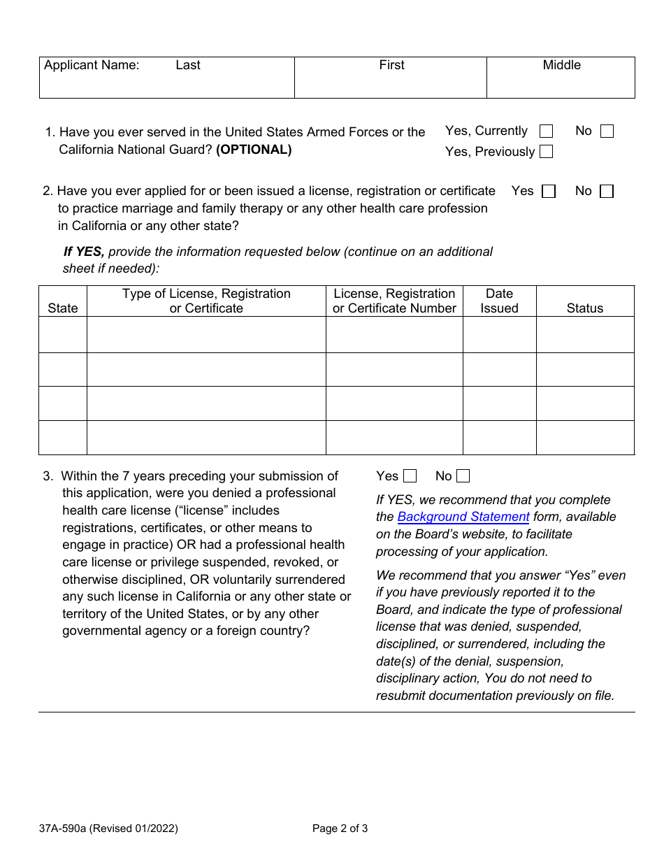 Form 37a 590a Download Fillable Pdf Or Fill Online Application For