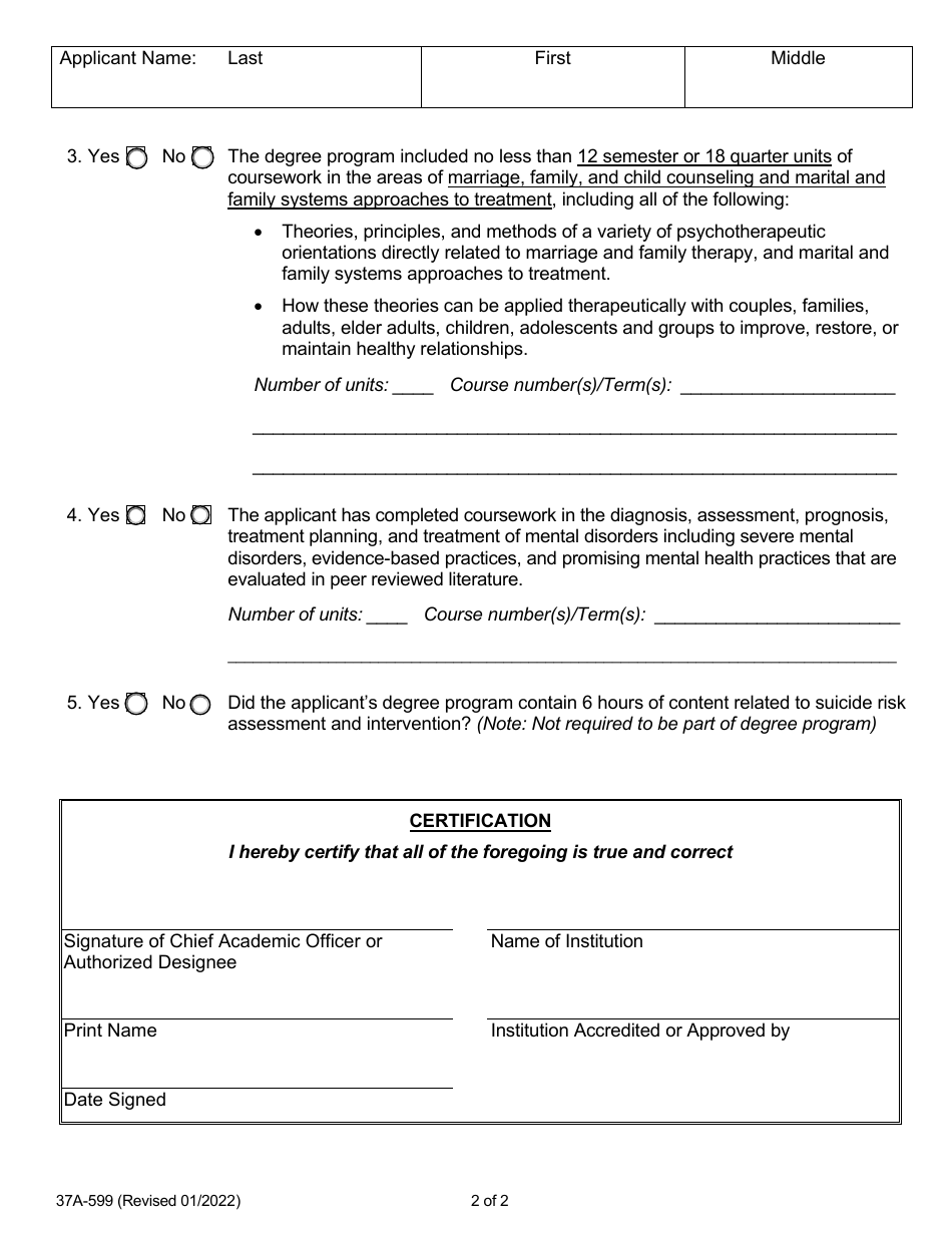 Form 37A-599 - Fill Out, Sign Online and Download Fillable PDF ...