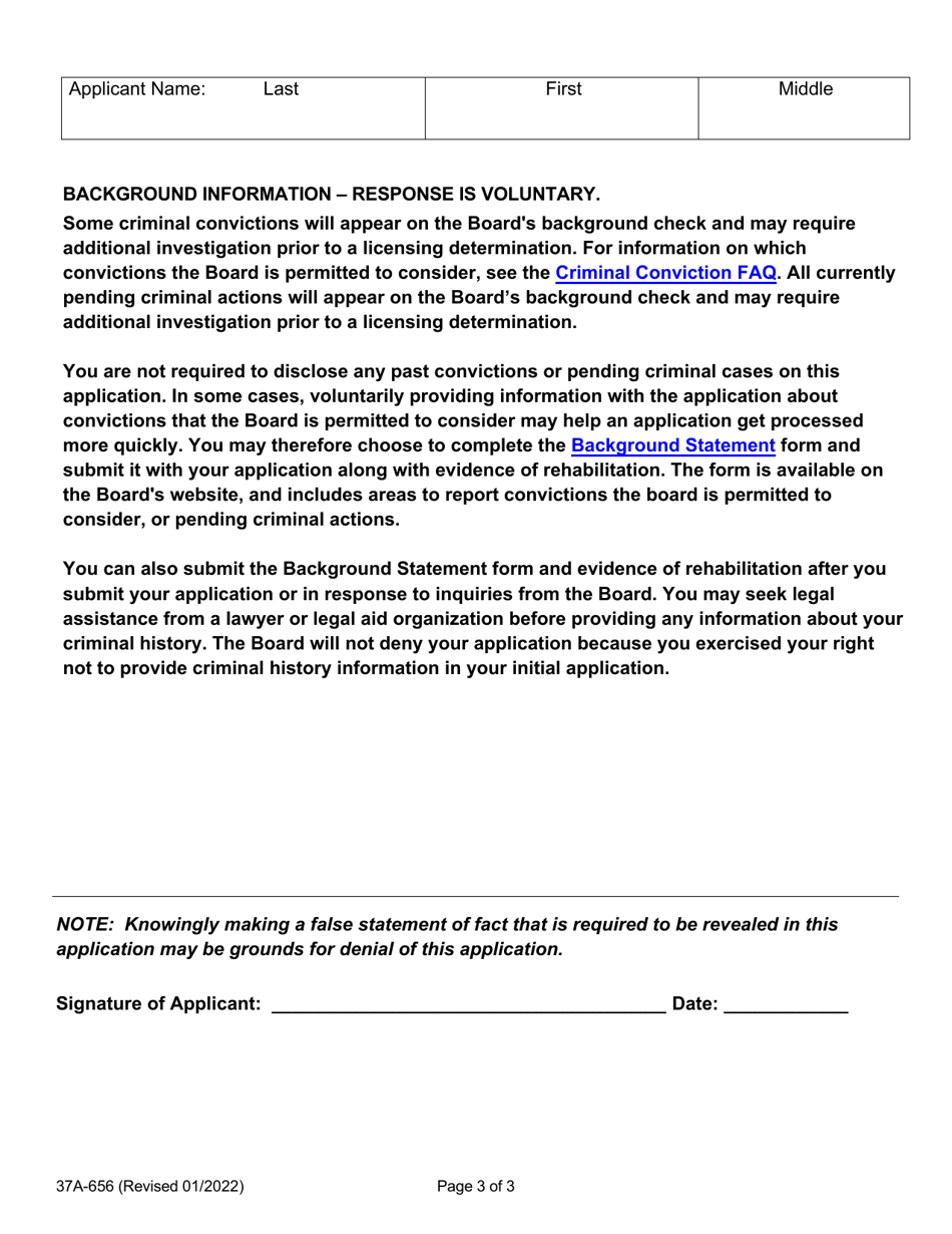 Form 37A-656 Application for Subsequent Associate Professional Clinical Counselor Registration - California, Page 5