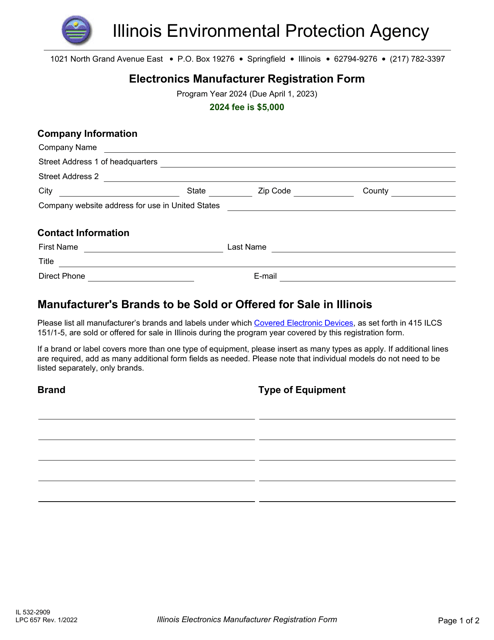 Form IL532-2909 (LPC657) Electronics Manufacturer Registration Form - Illinois, 2024