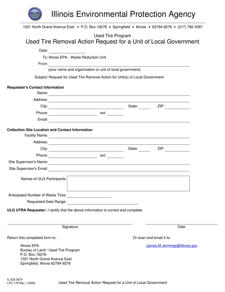 Form IL532 3074 (LPC178) Used Tire Removal Action Request for a Unit of Local Government - Used Tire Program - Illinois, Page 2