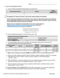 Form DH-MQA1172 Osteopathic Physician in Training Application for Initial or Renewal Registration - Florida, Page 6