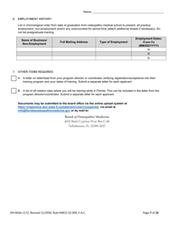 Form DH-MQA1172 Osteopathic Physician in Training Application for Initial or Renewal Registration - Florida, Page 7