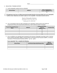 Form DH-MQA1249 Osteopathic Physician Application for Temporary Certificate for Practice in an Area of Critical Need - Florida, Page 7