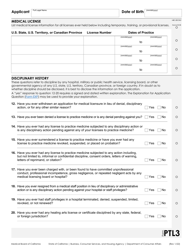 Form PTL Application for a Postgraduate Training License - California, Page 3
