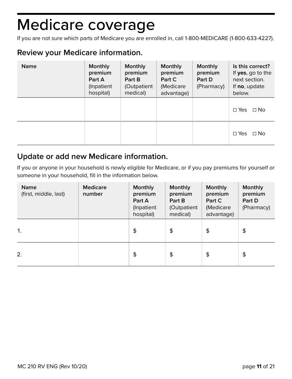 Form MC210 RV Medi-Cal Annual Redetermination - California, Page 11