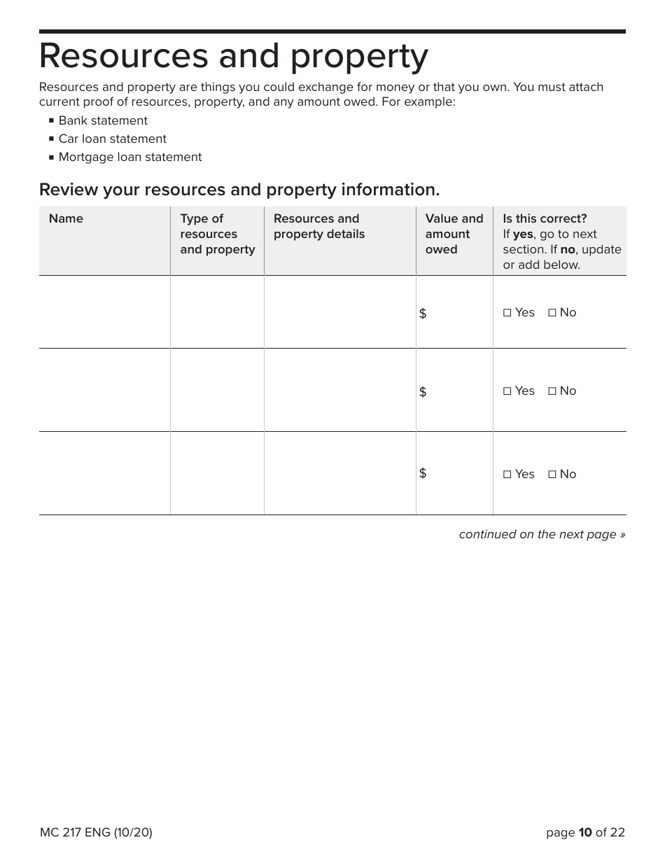 Form MC217 Medi-Cal Renewal Form - California, Page 10
