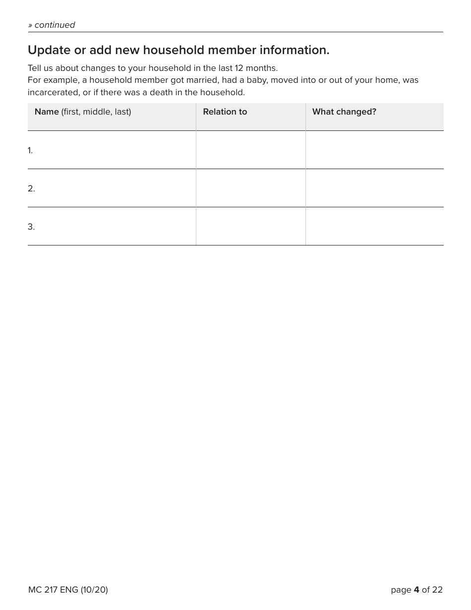 Form MC217 Medi-Cal Renewal Form - California, Page 4