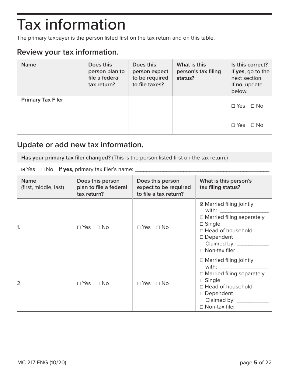 Form MC217 Medi-Cal Renewal Form - California, Page 5