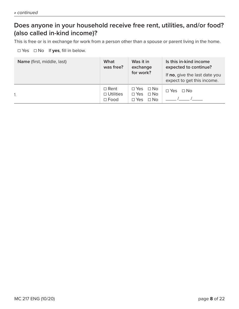 Form MC217 Medi-Cal Renewal Form - California, Page 8