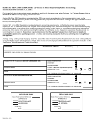 Form 11A-6A Certificate of Attest Experience (Public Accounting) - California, Page 2