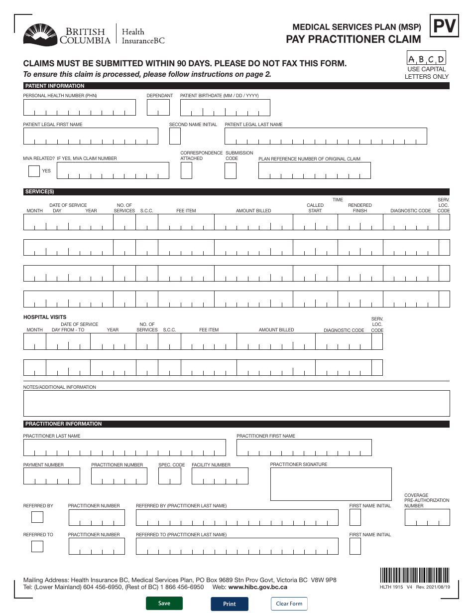 Form HLTH1915 - Fill Out, Sign Online and Download Fillable PDF ...