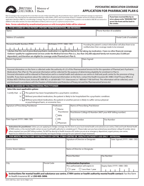 Form HLTH3497  Printable Pdf