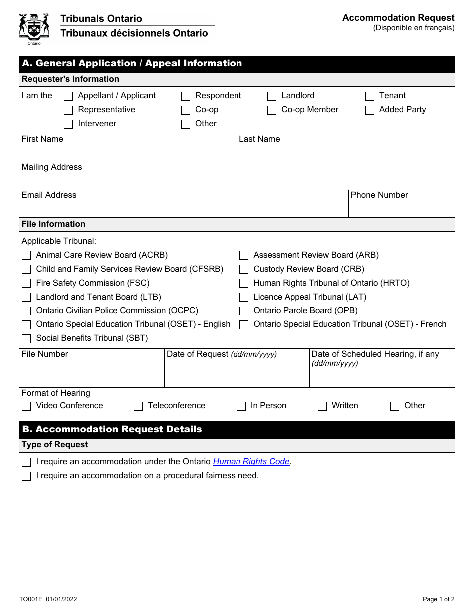 Ontario Disability Forms.pdf Form TO001E - Fill Out, Sign Online and Download Fillable PDF, Ontario ...