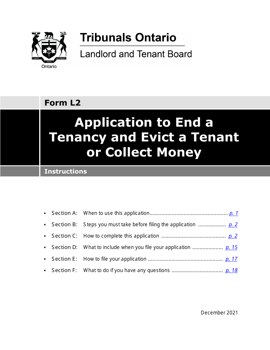 Download Instructions for Form L2 Application to End a Tenancy and