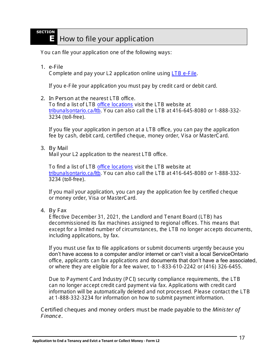 Download Instructions for Form L2 Application to End a Tenancy and ...