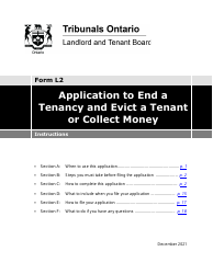 Instructions for Form L2 Application to End a Tenancy and Evict a Tenant or Collect Money - Ontario, Canada