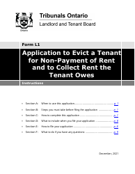 Document preview: Instructions for Form L1 Application to Evict a Tenant for Non-payment of Rent and to Collect Rent the Tenant Owes - Ontario, Canada