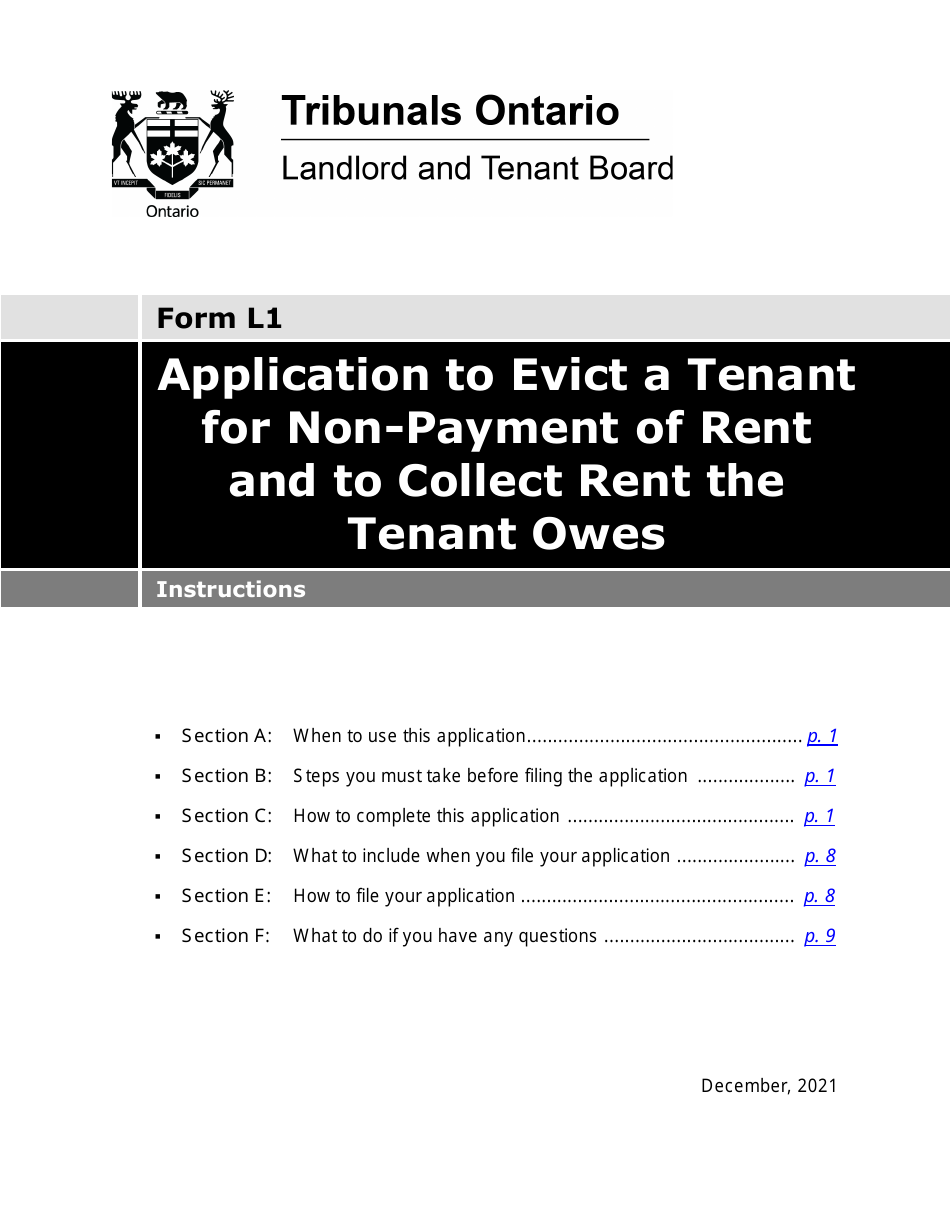 Download Instructions for Form L1 Application to Evict a Tenant for Non