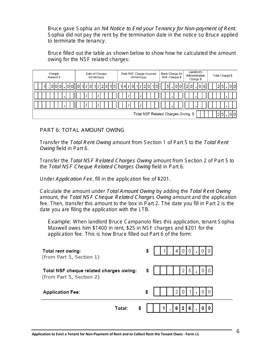 Instructions for Form L1 Application to Evict a Tenant for Non-payment of Rent and to Collect Rent the Tenant Owes - Ontario, Canada, Page 7