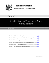Instructions for Form L7 Application to Transfer a Care Home Tenant - Ontario, Canada