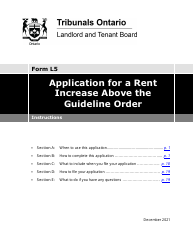 Instructions for Form L5 Application for a Rent Increase Above the Guideline Order - Ontario, Canada